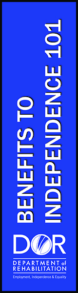 160 x 600 Skyscraper Banner for Benefits to Independence 101